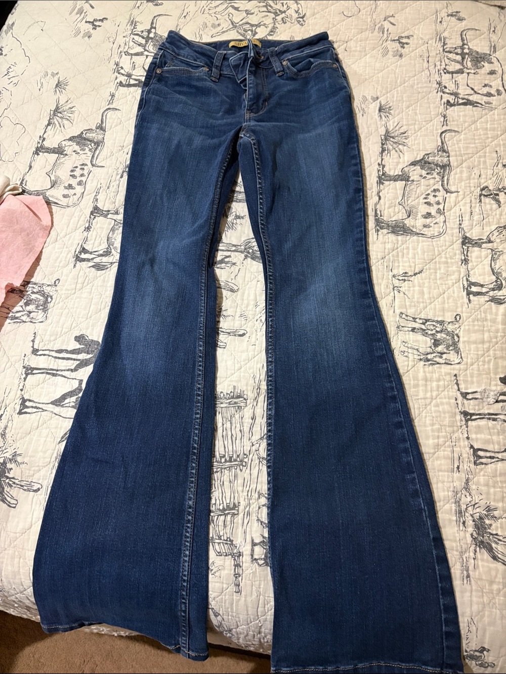 Shyanne Dark Blue Flare Jeans - Wide Leg